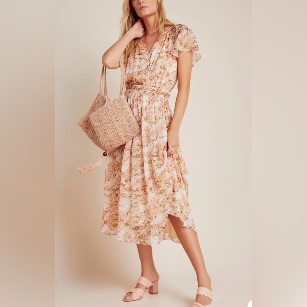 Current Air Blush Floral Midi Dress NWT